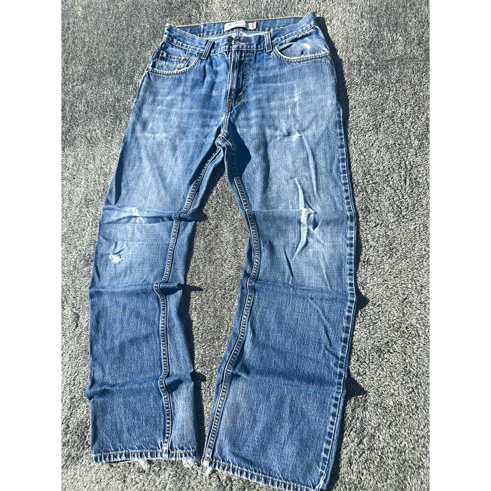 Levis 557 Vintage Relaxed Bootcut Jeans Mens 30x33 Distressed Y2K Blue Denim